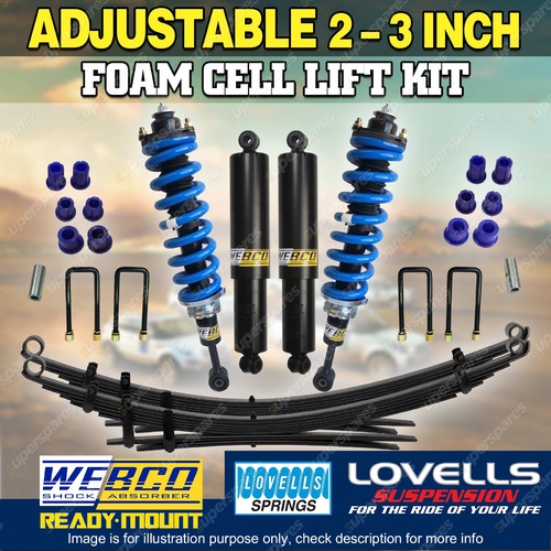 Adjustable 2 - 3 Inch Foam Cell Complete Shock Lift Kit for Hilux KUN26 GGN25