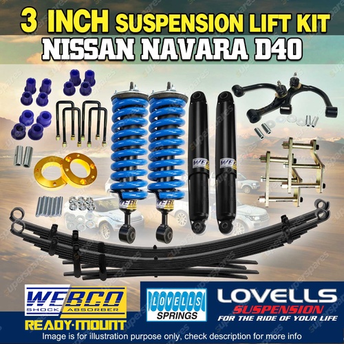 3 Inch 75mm Complete Strut Lift Kit Control Arm for Nissan Navara D40 STX550