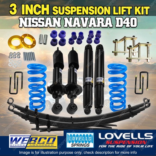 3 Inch 75mm RAW 4x4 Lovells Suspension Lift Kit for Nissan Navara D40 STX550