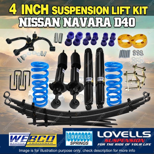 4 Inch 100mm Webco RAW 4x4 Lovells Lift Kit Control Arm for Nissan Navara D40