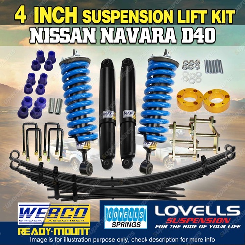 4 Inch 100mm Complete Strut Suspension Lift Kit for Nissan Navara D40 STX550