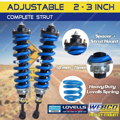 Front Adjustable 2"-3" Lift Kit Complete Strut Lovells for Ford Everest 18-22