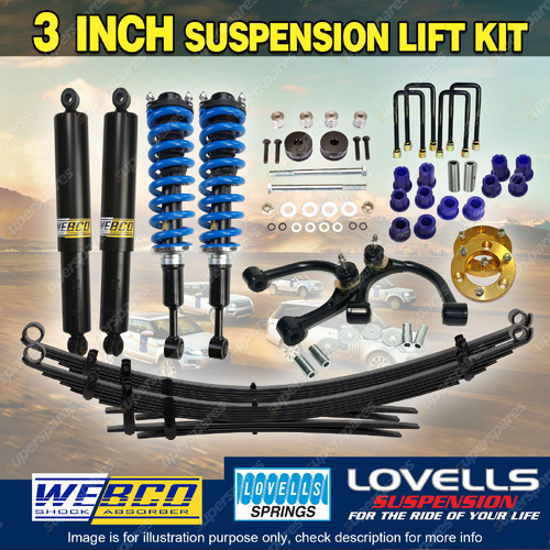 75mm+50mm Lift Kit Complete Strut RAW Leaf Diff Arm for Toyota Hilux GUN 125 126