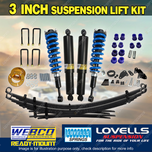 75mm + 50mm Lift Kit Complete Strut Lovells RAW Leaf Diff for Mazda BT50 11-20