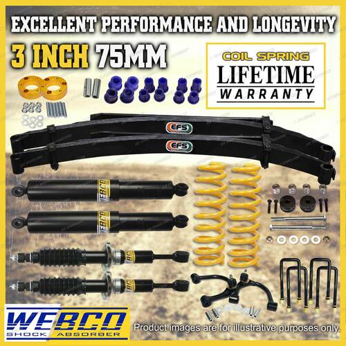 75mm + 50mm Lift Kit Control Arm King Springs EFS Leaf for Foton Tunland 12-on