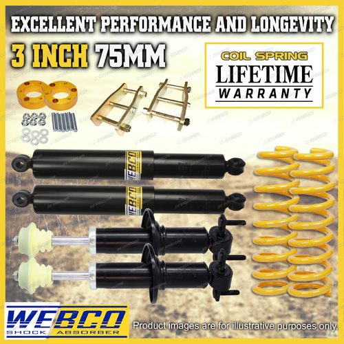 3" 75mm Lift Kit King Coil Extended Shackle Spacers for Ford Ranger PY 22-on