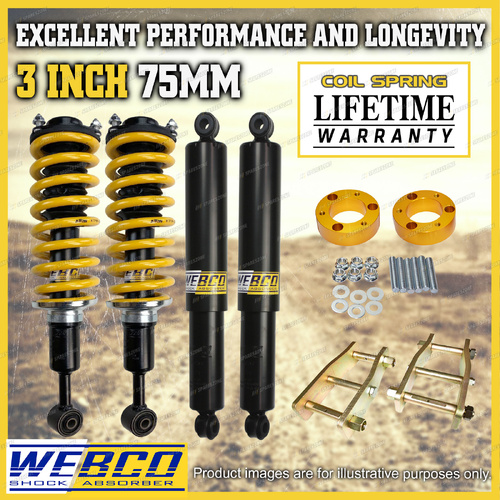 3" 75mm Lift Kit Complete Strut King Coil Shackles Spacers for Ford Ranger PY